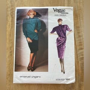 UNCUT Vogue Designer Paris Original Pattern Emanuel Ungaro 1654 Size 10 VINTAGE